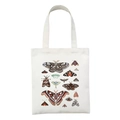 White canvas tote bag featuring vintage scientific moth and butterfly illustrations - Vintage Butterfly Illustration Style (STD27-M)