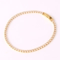 Classic tennis bracelet with gold finish and square-cut clear cubic zirconia stones - Gold Tennis Bracelet