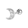 Elegante orecchino a lobo a luna d'argento con zirconi brillanti e chiusura a sfera - 5# Luna con Zircone / Color Acciaio