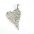 Silver double heart pendant with full micro-pave white cubic zirconia stones - Large Pave Heart / Silver