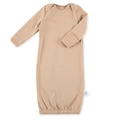 Long sleeve newborn swaddle sleeping bag in beige cotton knit with elastic bottom - 59cm / Beige