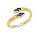 Minimalist gold adjustable open ring featuring marquise-cut deep blue zircon gemstones - Adjustable Open / Dark Blue Zirconia