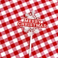 Close-up of red and white Merry Christmas acrylic cake topper with snowflake patterns - Snowflake 2 Red White Merry Christmas
