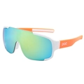 White and orange sports cycling sunglasses with blue polarized lens for outdoor use - White Orange Frame Yellow Film with Logo