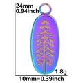 Detail of oval rainbow plated stainless steel tree pendant with dimensions 24x10mm - Rainbow (Pendant Only)
