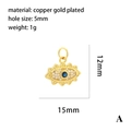 Pendentif œil en cuivre plaqué or avec zircone et détails de trou de 5 mm - P03171-A Petit Oeil Doré