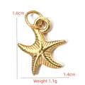 Gold starfish charm in stainless steel with textured finish and dual jump rings, 1.6x1.4cm - BXGPJ075-Textured Starfish Pendant