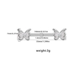 Polished silver butterfly nipple barbell piercing with zircon stones and 33mm length - Silver Butterfly Zirconia