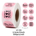 Rolle mit 500 rosa Valentinstag-Aufklebern mit 8 verschiedenen Textdesigns - Ly-55; 25 Cm/1 Zoll * 500 Aufnäher