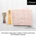 Pink floral gift bags with Sweet Days text, golden ribbons and handles, 30x12x27cm - ZD5005 Fleeting Time-L Floral (Set of 3)