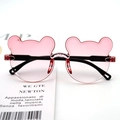 Occhiali da sole rosa senza montatura per bambini a forma di orso con orecchie graziose - Montatura Rosa Lenti Sfumate Rosa / Rosa Doppio