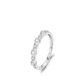 Elegante anello in argento sterling S925 con perle bianche e pietre di zircone - Taglia US 7 / Argento