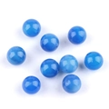 Set of nine blue 12mm agate round half-hole beads for DIY earring jewelry making - 12mm Blue Agate Semi Drilled Bead