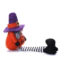 Nain d'Halloween en peluche avec chapeau violet, jambes rayées et citrouille Boo - Patchwork Violet
