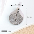 Micro-pave zircon fan-shaped pendant in silver finish with dimensions 1.7cm by 2.1cm - SMP54295-Silver Fan Shaped Fully Paved Pendant