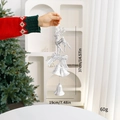 Silver Christmas deer ornament with bells and bow, measuring 37cm in height for tree decor - Silver Reindeer Bell