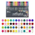 48-color double line outline pen set with waterproof glitter ink in a clear storage case - Black Barrel 48 Colors Set
