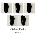 5-pack of black low-cut cotton socks with white 'hello' lettering and breathable knit - One Size / Black