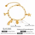 Bracciale di perle in acciaio inossidabile placcato oro 18k con ciondoli a stella marina - Tema Oceano (SL41365) / Placcato Oro 18K