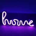 Letrero creativo LED neón home violeta para decoración de pared y ambiente de dormitorio - Doble uso de batería y USB / Morado