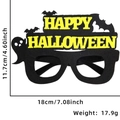 Zwarte Halloween feestbril met gele spook en vleermuis letters als decoratie - Vleermuis Geel Gelukkig