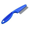 Blue pet flea comb with fine steel needles and anti-slip plastic handle for cats and dogs - Small / Blue