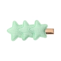 Fermaglio per capelli con tre stelle in tessuto verde su base metallica in oro rosa - Verde menta