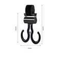 Gancho doble negro para bicicleta eléctrica con correa de velcro para casco y accesorios - Gancho Doble Giratorio de 360 Grados