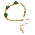 Bracelet chaîne serpent en acier inoxydable doré avec trois pierres précieuses vertes - 【e14】bracelet Émeraude En Or
