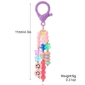 Porte-clés en perles colorées avec étoile et smiley, poids 9g et longueur 11cm - K2303-3 Boucle Violette