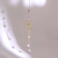 Golden crescent moon suncatcher with natural purple crystal stones for home decor - Style 9-Frame Sun Moon Amethyst Pendant