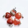 Set of 5 natural red and orange agate heart pendants with silver metal clasps - Red Agate
