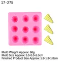 Pink 9-cavity silicone mold for mini ice cream cones and fondant waffle textures - 2--Ice Cream Cone (Pink)