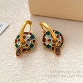 New Chinese style enamel earrings with colorful floral patterns and gold plated finish - T2323 Style / Double Concentric Enamel