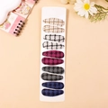 10-piece set of checkered fabric BB hair clips for girls in five assorted colors - Combination 11
