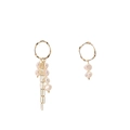 Boucles d'oreilles asymétriques à pompons longs avec perles baroques et métal doré - Géométrique Asymétrique Baroque / Or/Blanc Perle