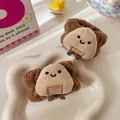 Polsini lavaggio viso in peluche marrone morbido con ricami carini per fermare l'acqua - Stile Polpetta di Riso Cartoon Singolo (62#) / Caffè scuro