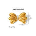 Polished golden stainless steel wing shaped earrings with 3.12cm height and 2.25cm width - Streamline Wing Shape - Gold (YYE023563-G)