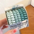 6pcs gradient blue-green spiral hair ties in a frosted matte finish gift box set - Blue-Green Series/Ice Like Rain