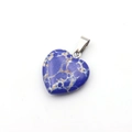 Blue heart-shaped natural stone pendant with vintage texture and metal bail - Imperial Turquoise Royal Blue