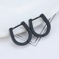 Minimalist matte black stainless steel U-shaped hoop earrings for men and women - Round U-Shape 15mm Black