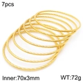 7pcs set of golden titanium steel twisted cable bangles with 70mm inner diameter - Gold (Set of 7)