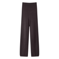 Dettaglio dei pantaloni in maglia marrone scuro con vita elastica alta e trama a coste - Taglia S / Pantaloni e gonne