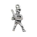 Silver baseball player charm pendant with antique finish for DIY jewelry and necklaces - Baseball Player