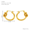 Detalles de pendientes de aro anudados de acero inoxidable chapados en oro 18k de 2,4 cm - Estilo Nudo Dorado (S-E120)