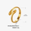 Anello abbraccio regolabile in acciaio inossidabile dorato con mani intrecciate moda - Oro