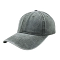 Detailed side view of charcoal grey washed cotton baseball cap with vintage finish - Dark Green