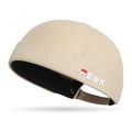 Beige Baumwoll-Docker-Hut mit FEWK-Stickerei und verstellbarem Metallverschluss - Beige