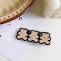 Chic beige resin bear-shaped hair clip with black border for women elegant hair styling - Light Coffee Bear