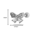 Boucle d'oreille papillon en acier argenté avec cristaux en forme de poire étincelants - Papillon Gemme Poire - Couleur Argent (6#)